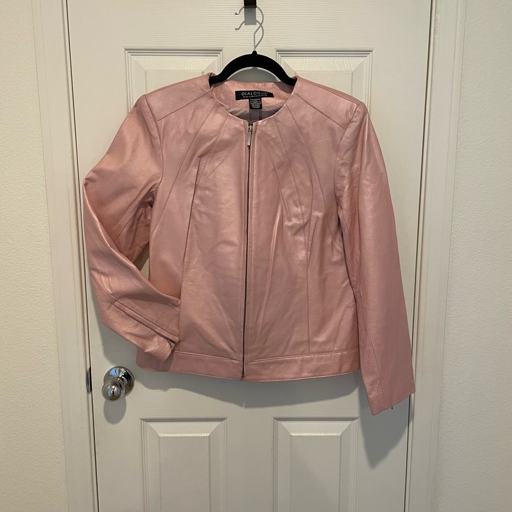 Dialogue Pink Leather Jacket